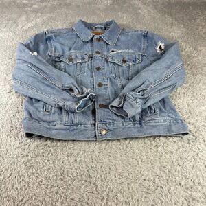 Levi Strauss & Co. Denim Jacket Womens Medium Blue Distressed Rips Casual Coat